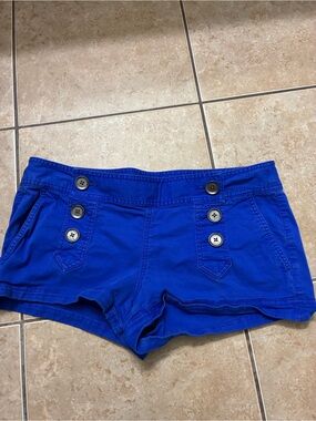 Express Royal Blue High-Waist Button-Accent Women's Shorts